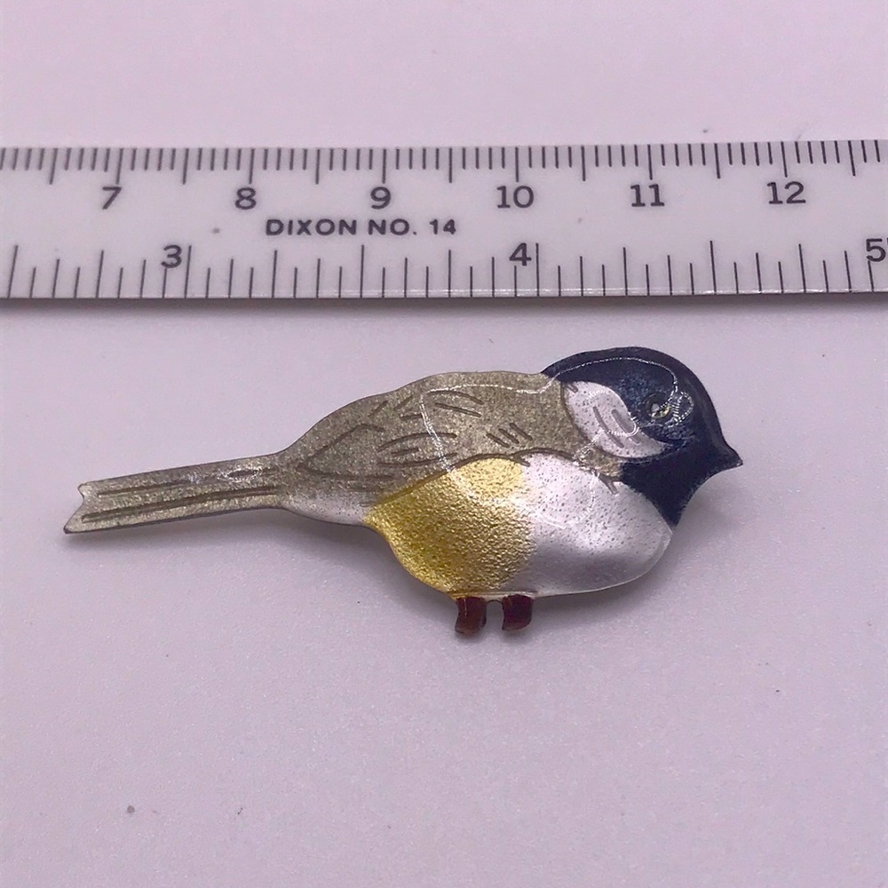 Charming Chickadee Enamel Bird Pin